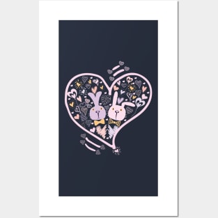 Two Cute Bunnies in Love Posters and Art